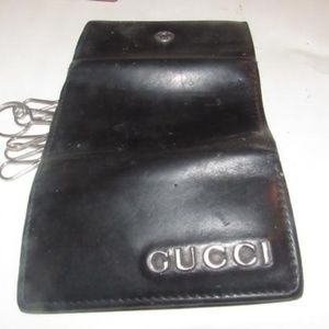 Gucci Buttery Black Leather Tri-fold Key Holder